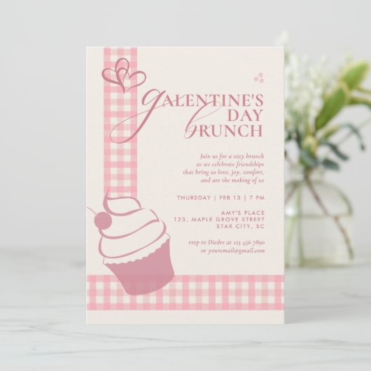 Modern Elegant Cute Pink Typography Galentines Day 招待状 (スタンド正面)