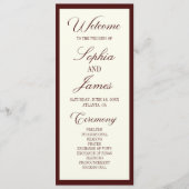 Modern Elegant Dark Burgundy Wedding プログラム (正面)