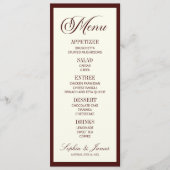 Modern Elegant Dark Burgundy Wedding メニュー (正面)