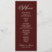 Modern Elegant Dark Burgundy Wedding メニュー (正面)