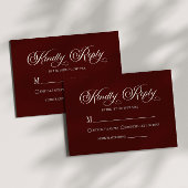 Modern Elegant Dark Burgundy Wedding RSVP Card