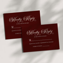 Modern Elegant Dark Burgundy Wedding RSVP Card