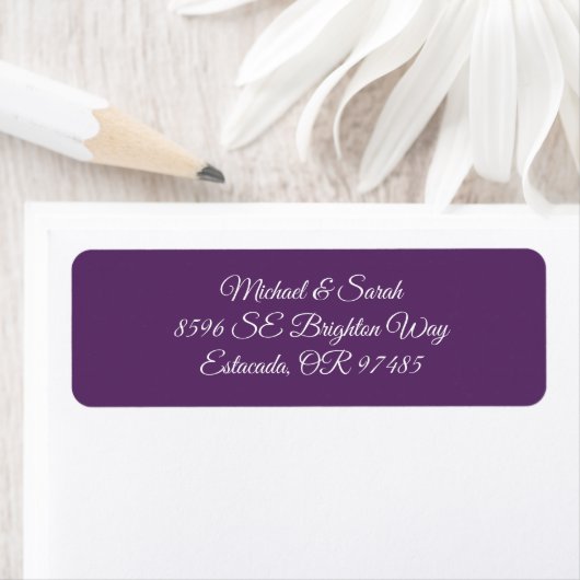 Modern Elegant Deep Plum Purple Return Address ラベル (インサイチュ)