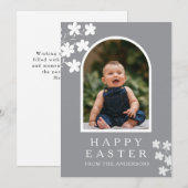 Modern Elegant Easter Family Photo Floral & Arch シーズンカード (正面/裏面)