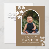 Modern Elegant Easter Family Photo Floral & Arch シーズンカード (正面/裏面)