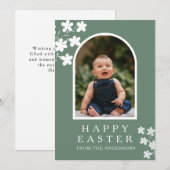 Modern Elegant Easter Family Photo Floral & Arch シーズンカード (正面/裏面)