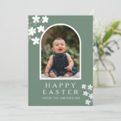 Modern Elegant Easter Family Photo Floral & Arch シーズンカード (スタンド正面)