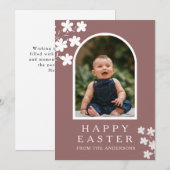 Modern Elegant Easter Family Photo Floral & Arch シーズンカード (正面/裏面)