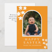 Modern Elegant Easter Family Photo Floral & Arch シーズンカード (正面/裏面)