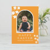 Modern Elegant Easter Family Photo Floral & Arch シーズンカード (スタンド正面)