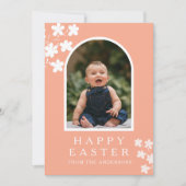Modern Elegant Easter Family Photo Floral & Arch シーズンカード (正面)