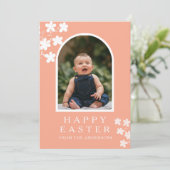 Modern Elegant Easter Family Photo Floral & Arch シーズンカード (スタンド正面)