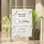 Modern Elegant Embossed Floral Wedding Sign ポスター