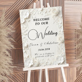 Modern Elegant Embossed Floral Wedding Sign ポスター