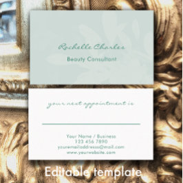 Modern Elegant Eucalyptus Green Beauty Consultant 予約カード