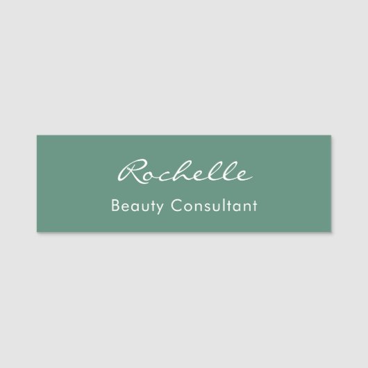 Modern Elegant Eucalyptus Green Custom Employee 名札 (正面)