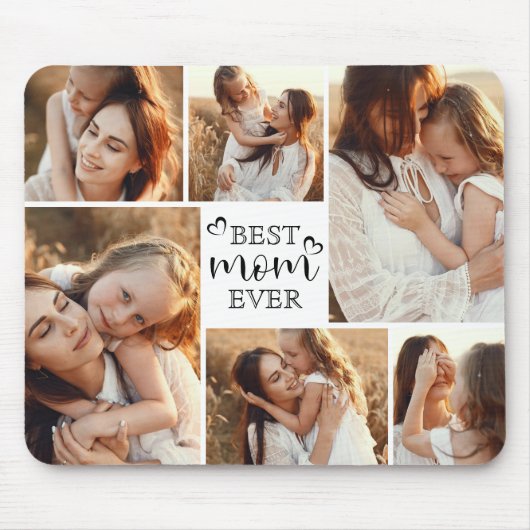 Modern Elegant Family 6 Photo Collage Keepsake マウスパッド (正面)