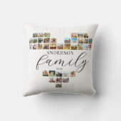 Modern Elegant Family Heart Shaped Photo Collage クッション (裏面)