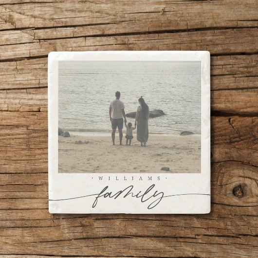 Modern Elegant Family Photo Script Typography ストーンコースター