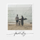 Modern Elegant Family Photo Script Typography フリースブランケット (正面)