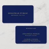 Modern Elegant Faux Gold Text Rounded Corner Blue 名刺 (正面/裏面)