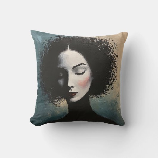 Modern Elegant Female Portrait Art クッション (正面)