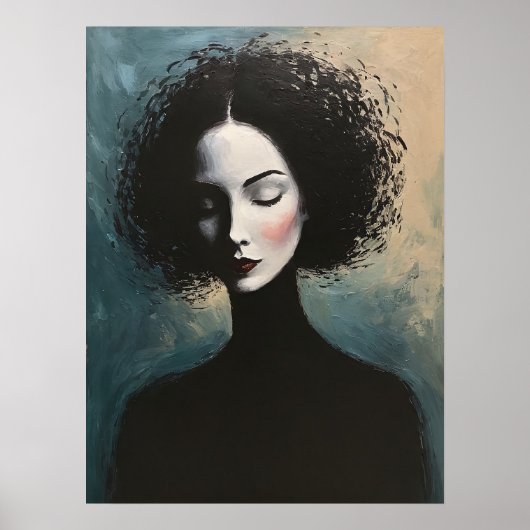 Modern Elegant Female Portrait Art ポスター (正面)