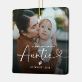 Modern Elegant First Christmas As Auntie Photo Cer セラミックオーナメント (左)