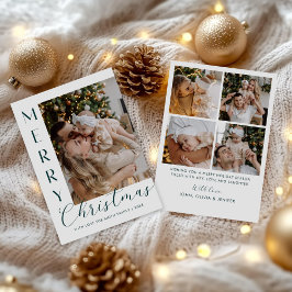 Modern Elegant Five Photo Collage Christmas シーズンカード