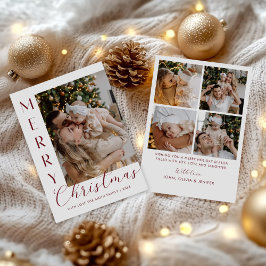 Modern Elegant Five Photo Collage Christmas シーズンカード