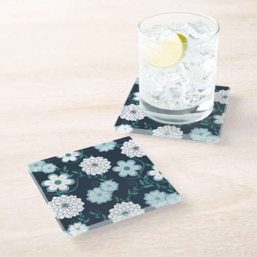 Modern Elegant Floral Coaster ガラスコースター (アングル)