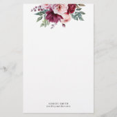 Modern Elegant Floral Monogram Stationery Paper 便箋 (正面)