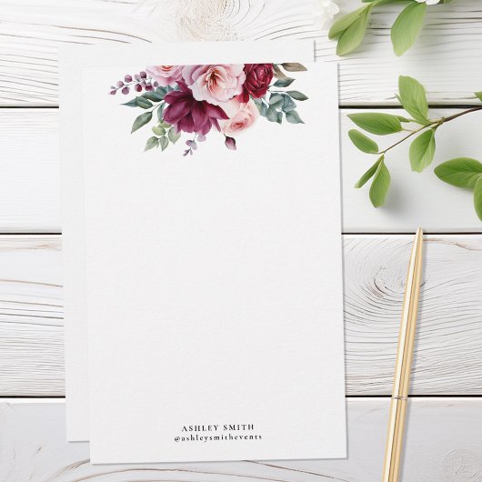 Modern Elegant Floral Monogram Stationery Paper 便箋