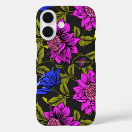 Modern Elegant Floral Pattern Monogram iPhone 16ケース