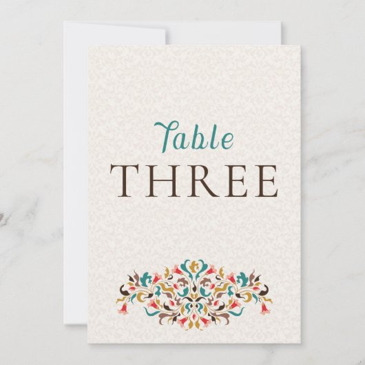 Modern Elegant Floral Wreath Wedding Table Number 招待状 (正面)