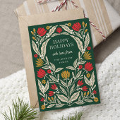 Modern Elegant Folk Floral Christmas Folded シーズンカード