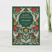 Modern Elegant Folk Floral Christmas Folded シーズンカード (正面)