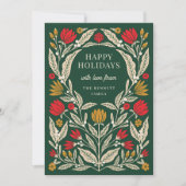 Modern Elegant Folk Floral Christmas Photo シーズンカード (正面)