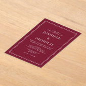 Modern Elegant Formal Burgundy Red Wedding アクリル招待状 (レイダウン)