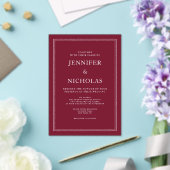 Modern Elegant Formal Burgundy Red Wedding アクリル招待状 (インサイチュ (ウェディング))