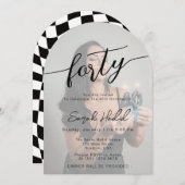 Modern Elegant Forty 40th Birthday Party Photo 招待状 (正面/裏面)