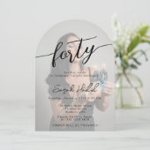 Modern Elegant Forty 40th Birthday Party Photo 招待状 (スタンド正面)