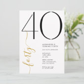 Modern Elegant Forty Black White 40th Birthday 招待状 (スタンド正面)