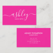 Modern Elegant Girly Calligraphy Pink 名刺 (正面/裏面)