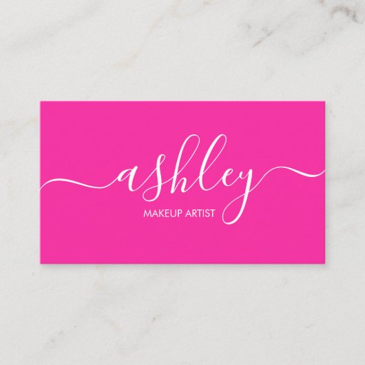 Modern Elegant Girly Calligraphy Pink 名刺 (正面)