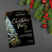 Modern Elegant Glitter Christmas Tree Party 招待状