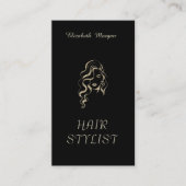 Modern Elegant Glitter Girl Hair Black 名刺 (正面)