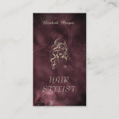 Modern Elegant Glitter Girl Hair Black Burgundy 名刺 (正面)