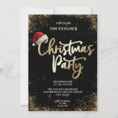 Modern Elegant Glitter Santa Claus Christmas Party 招待状 (正面)