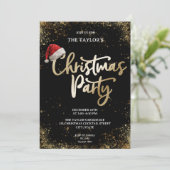 Modern Elegant Glitter Santa Claus Christmas Party 招待状 (スタンド正面)